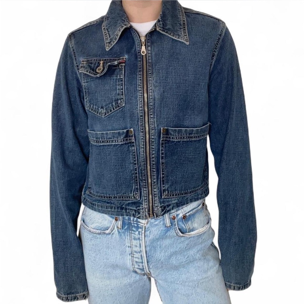 Vintage y2k Levi's 100% Cotton Zippered Long Sleeve Collared Denim Jacket ✨